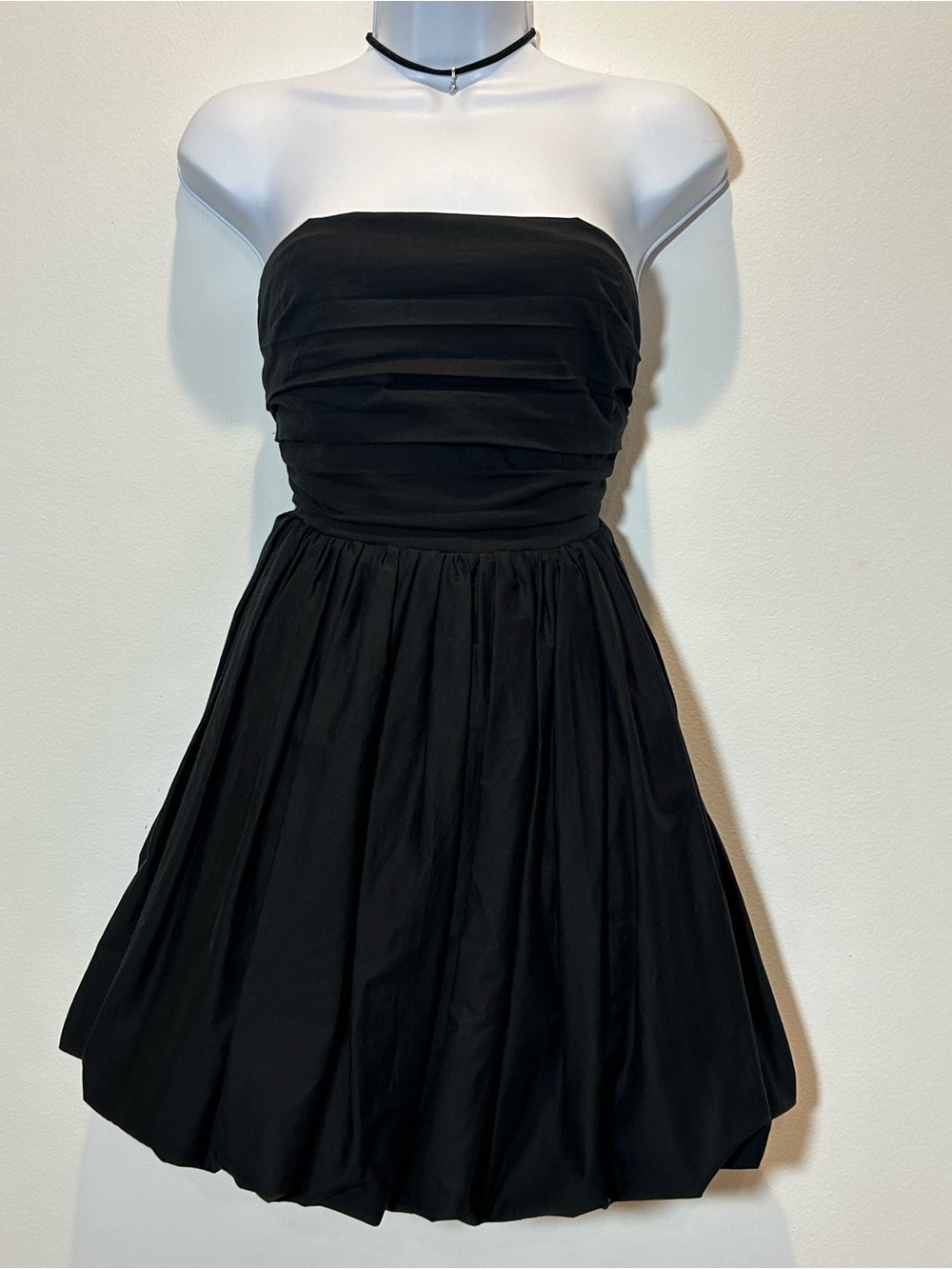 Strapless Black Party Dress with Ruched Bodice